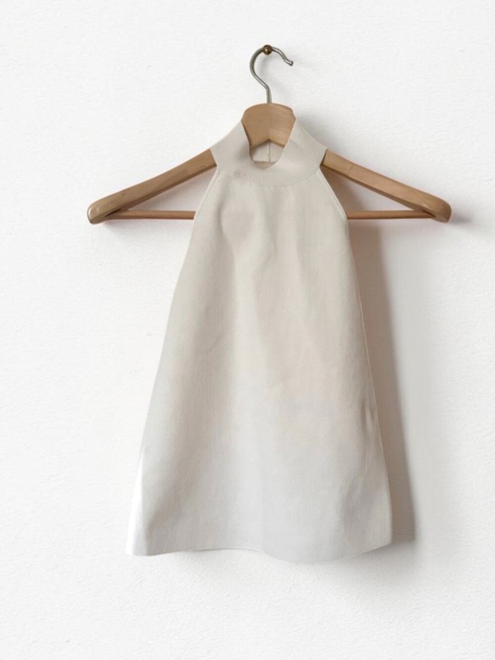 Henne Backless Halter Top Ivory White Size S Turtleneck Open Back Minimalist